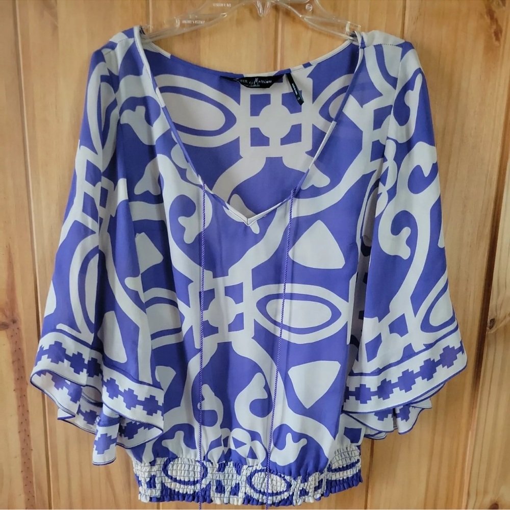 New Guess Marciano Paisley Sheer Bell Wide Sleeves S